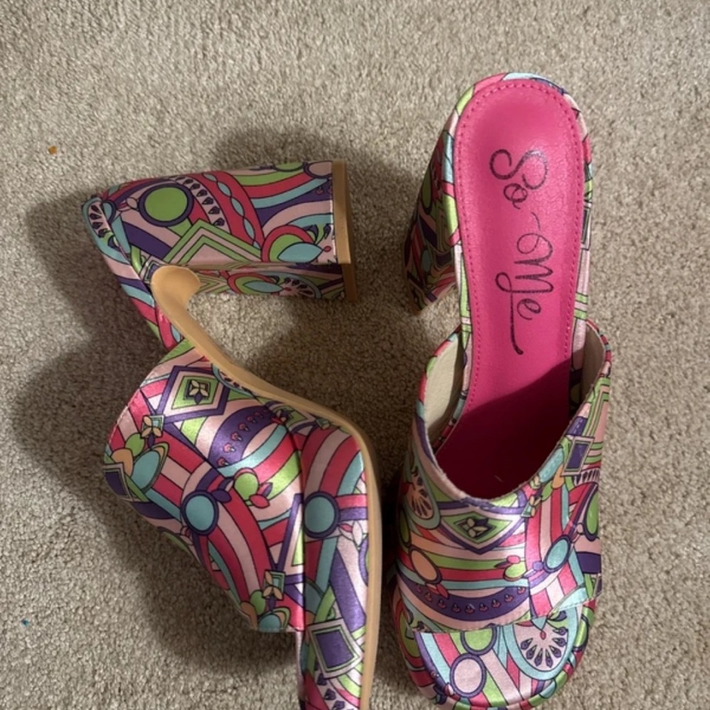 So Me Colorful Patterned Mules